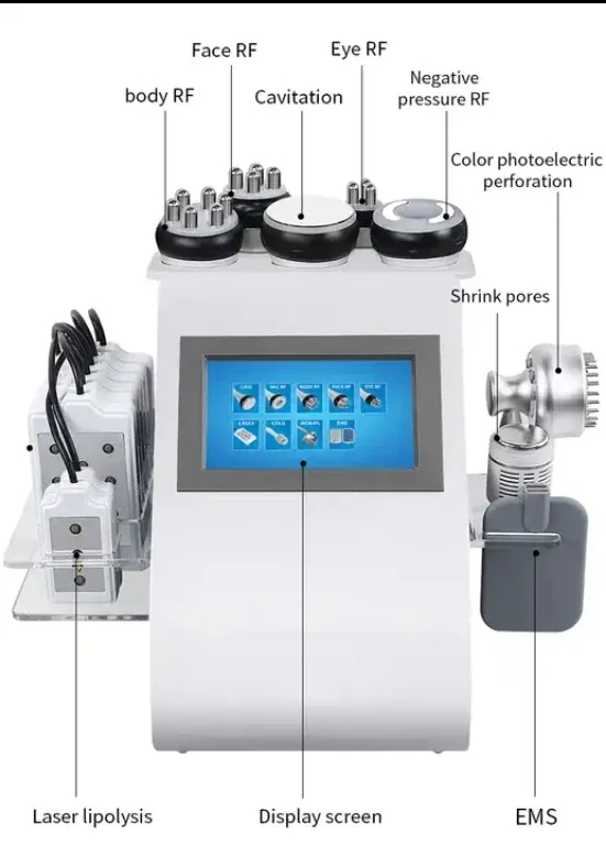 

9IN1 40K Ultrasonic Cavitation Vacuum Radio Frequency Liposuction Slimming Machine for Home Use Body Shaper Cavitation Machine