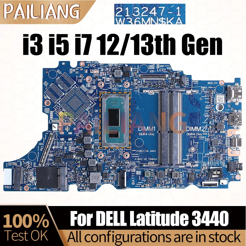For DELL Latitude 3440 Notebook Mainboard 213247-1 i3 i5 i7 12