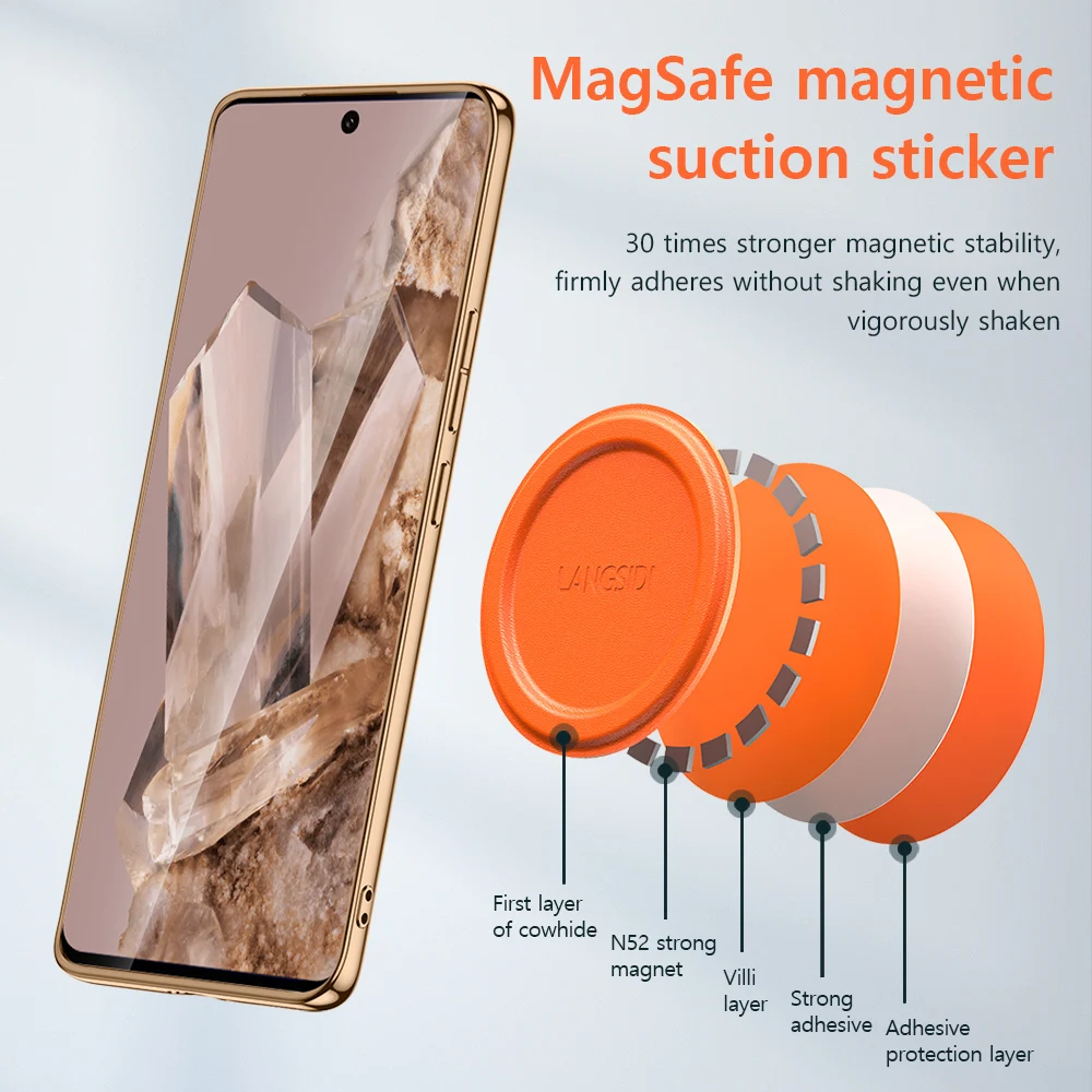 Magnetic Genuine Leather Phone Case for Google Pixel 8 7 Pro 8Pro 7Pro Ring Luxury Lens Protection Holder Phone Back Cover