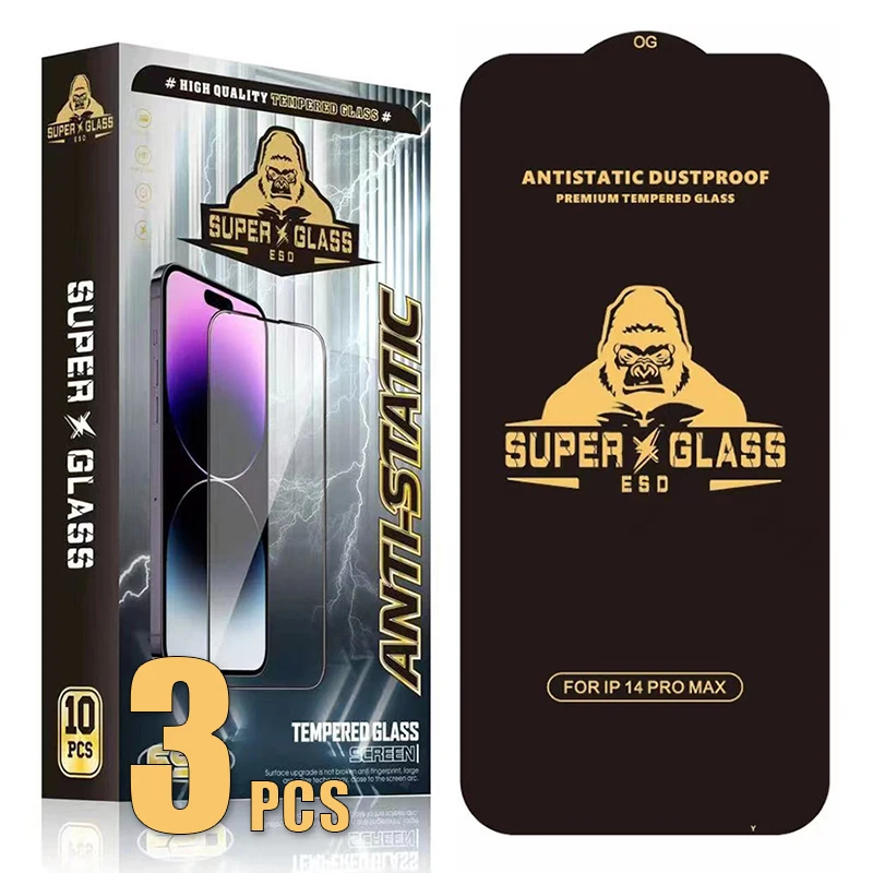 Premium ESD Super Tempered Glass Anti-Static Screen Protector Film (3-Pack)