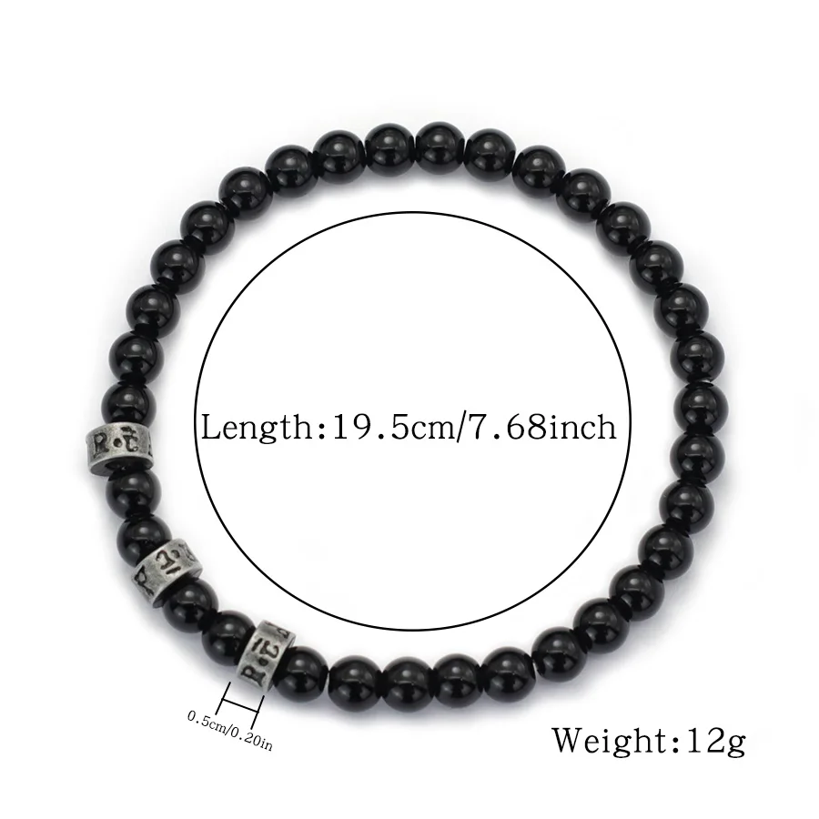 Black Onyx Stone Men Bracelet 6mm Energy Healing Accessory