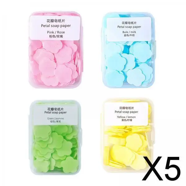 

5x400Pcs travel Soap Sheets Petal Soap Paper for Children and Adults Mixed Color