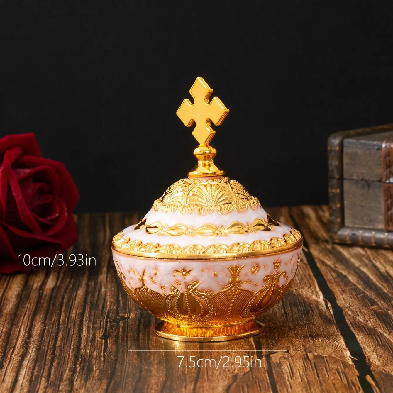 유럽 레트로 호텔 아연 합금 고급 보관 말린 과일 가정용 설탕 그릇, 고급 금속 핸드 페인트, 다채로운 뚜껑 캔드