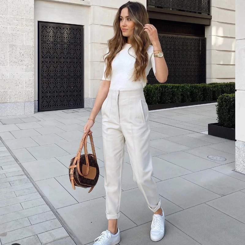 

Fashion Office Wear High waist Pants for Women Straight Office Ladies outfits Pencil Trousers Casual Black Pants Streetwear