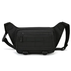 Men's Waterproof Tactical Nylon Waist and Crossbody Bag - Large Capacity for Hiking, Sports, and Travel (Black)