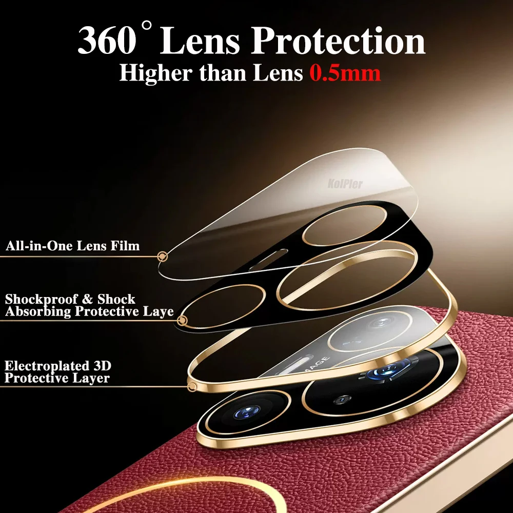 Magnetic Plating Leather Phone Case with Full Lens Protection & Wireless Charging Support