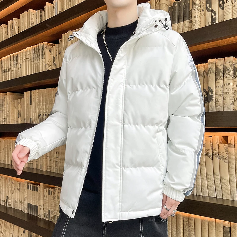 

New 2023 Autumn Winter Thick Parkas Men's Solid Hooded Cotton-Padded Jacket Outwear Plus Size M-6XL Warm Down Coats Top Clothing