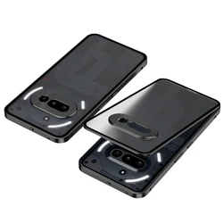 Premium Aviation Aluminum Alloy Bumper Phone Case with Magnetic Buckle and Matte PC Shockproof Cover for NothingPhone 2A (Black)