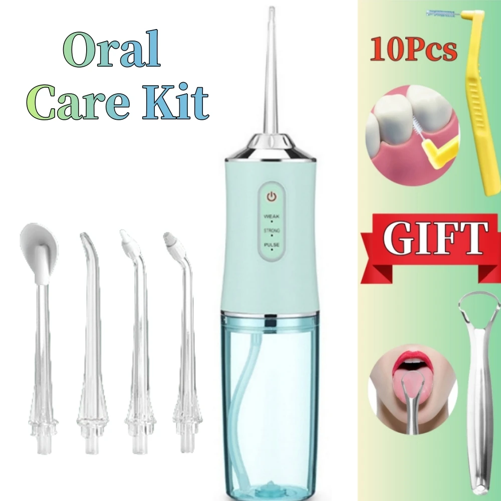 Water Dentale Flosser Oral Care Kit With Tongschraper And 10 Pcs interdental brushes Tanden Picks 4 Jets 3 Modi Mondverzorging