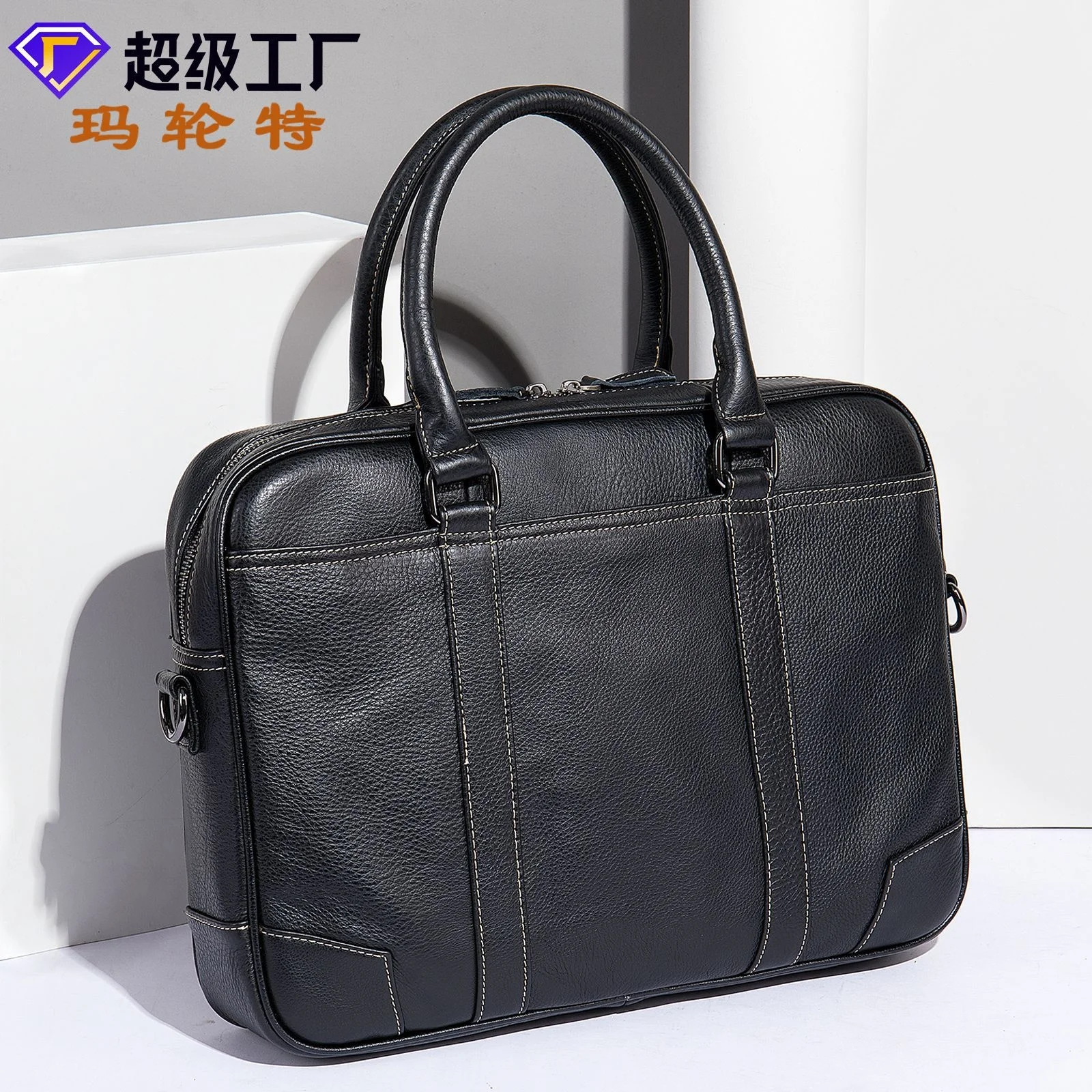 

Malent computer bag leather business briefcase cowhide men's portable hand official