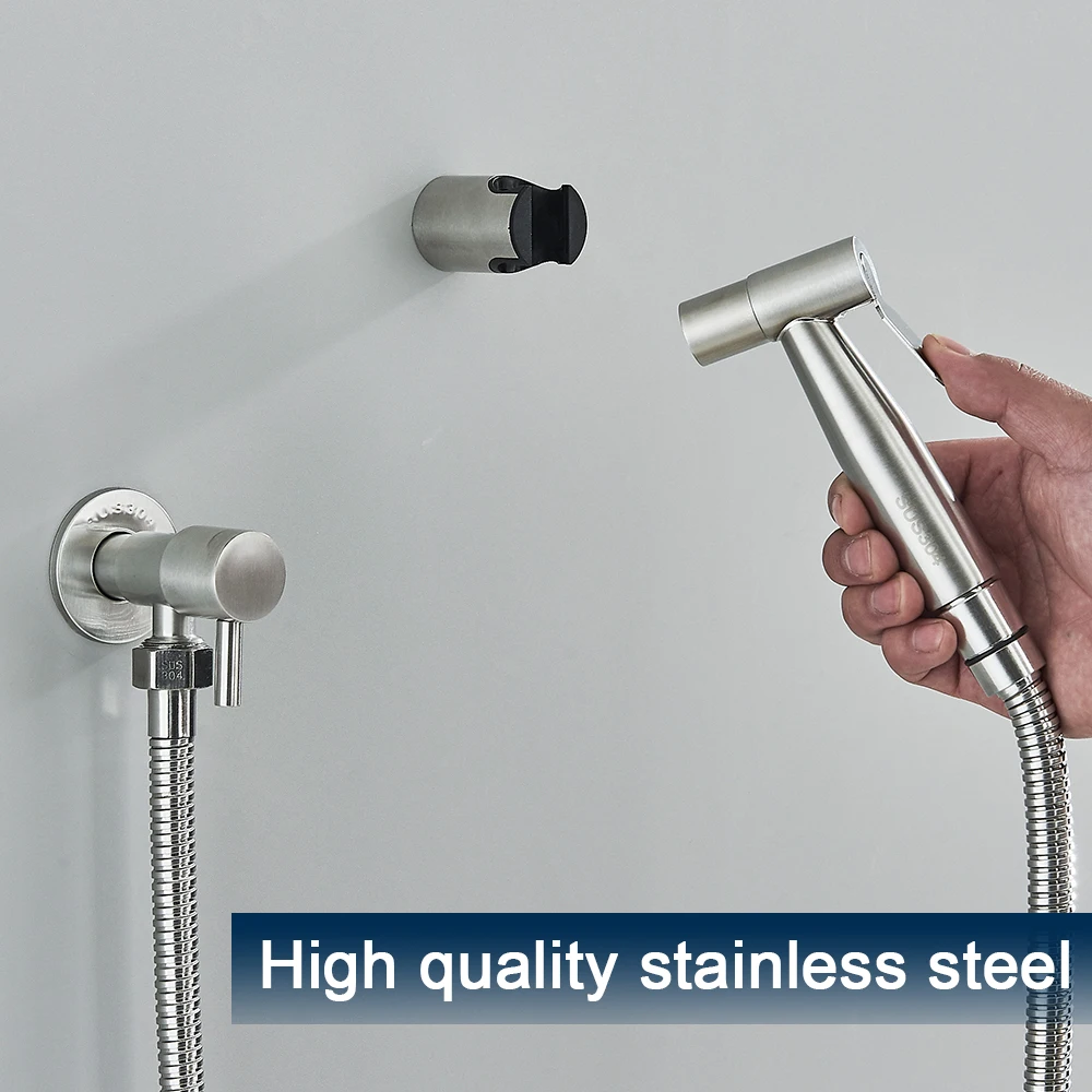 Black Single Cold Water Toilet Bidet Sprayer Faucet Bathroom Stainless Steel 304 Nickel Shower Bidet Wall Mounted Woman Cleaner 2