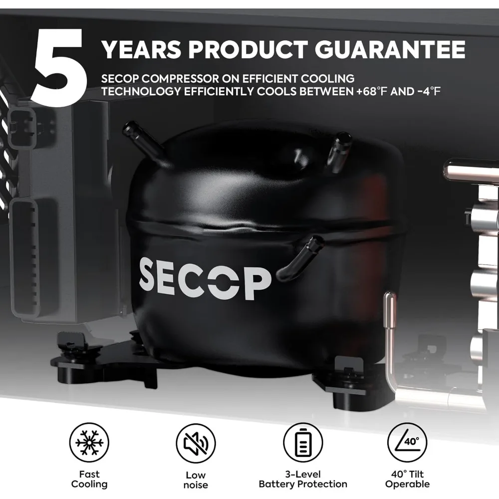 Dual Zone Portable Refrigerator Bluetooth Controlled, 55 Liter 12v refrigerator with SECOP Compresso