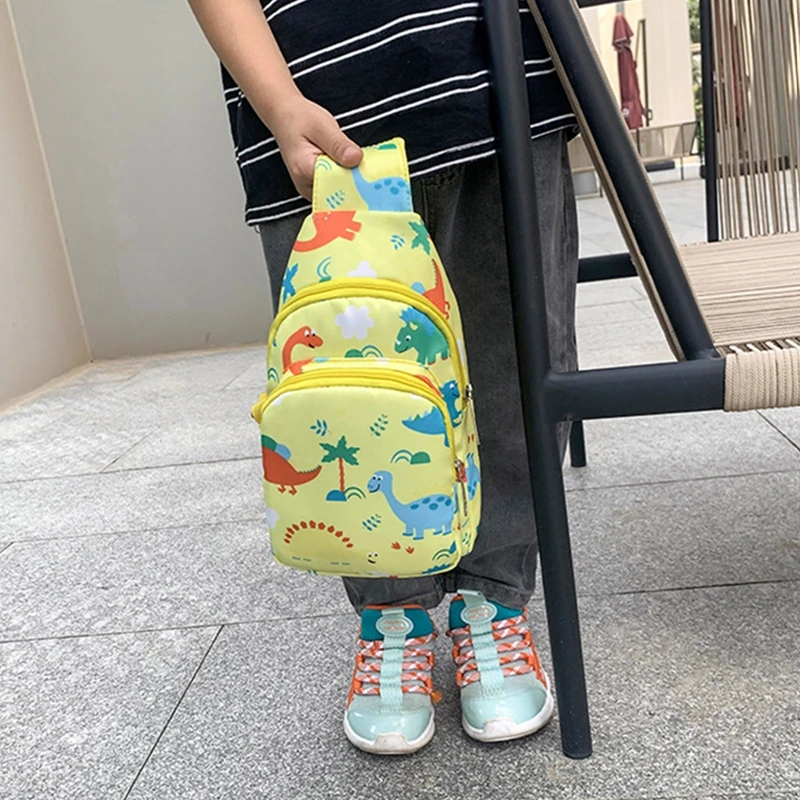 Children's Bags Cute Litter Dinosaur Unicorn Printing Trade Boys And Girls Zipper Chest Bag Crossbody Bag Cute Dinosaur Bag
