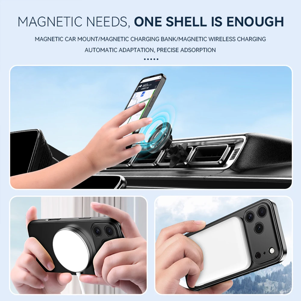 Wireless Charging Cover Lens Protection Phone Case For iPhone 17 Pro Max 17 Pro 13 15 16 14 Air Luxury Folding Stand Magnetic