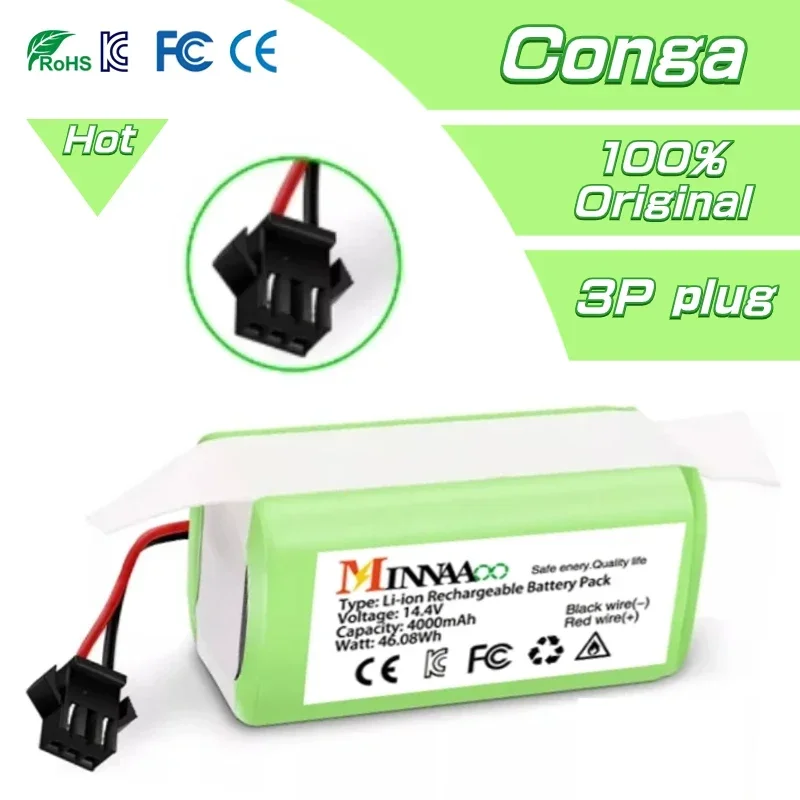 

for Conga Excellence 950 990 1090 1790 1990 Deebot N79S N79 DN622 Eufy Robovac 11S 12 X500 Replacement 14.4V Li-ion Battery