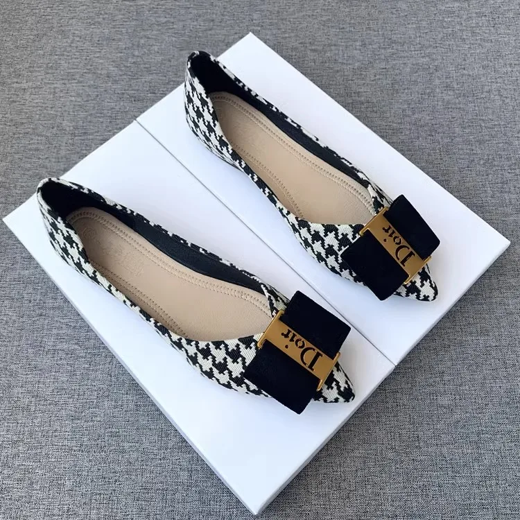 Summer 2024new Fashion Women's Shallow Mouth Casual Female Sneakers Slip-on Flats Bow-Knot Pointed Toe Moccasins Modis Slip