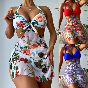 Hot Sale Bikinis Sets For Teens Womens Swimsuit Plus Size Strap Wrap Pad High Waist Prints Bikini Set Thong Bathing Suit 비키니
