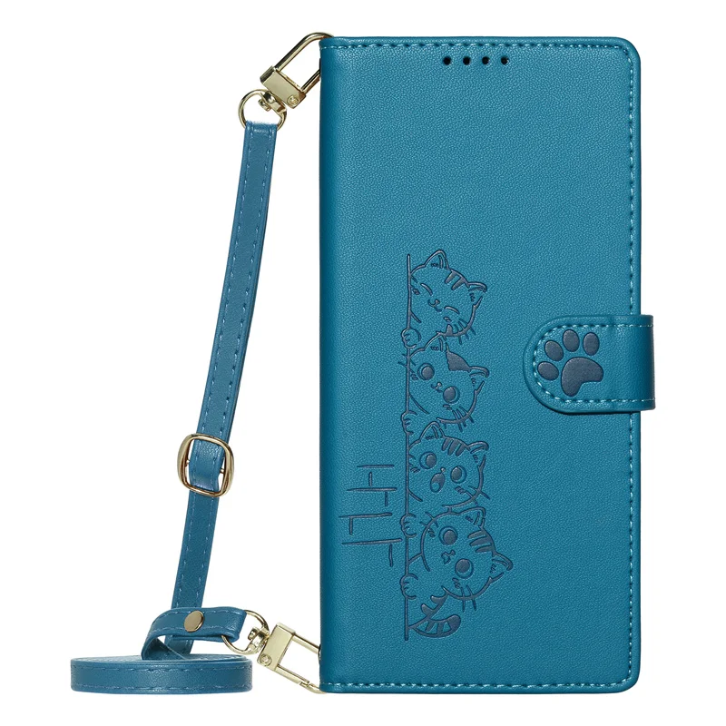 Luxury Leather Wallet Phone Cover with Strap