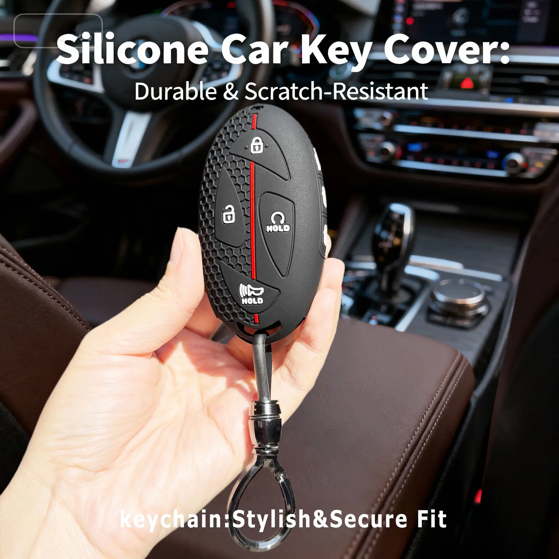 Hyundai Car Key Case with Keychain Holder - Full Protection Cover