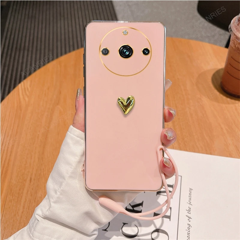 Luxurious 3D Gold Heart Plating Silicone Soft Case Cover