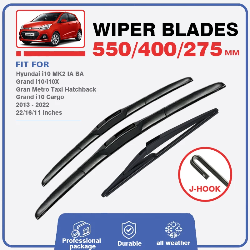 Spazzola Tergicristallo Per Auto Per Hyundai I10 Mk2 Ia Ba 2013 - 2022 Grand Parabrezza Lavavetri Cutter Fit U Hook Arms 22 "16" 11"