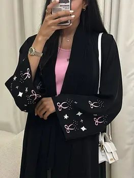2025 Muslim Abaya Dress for Women Embroidery Cardigan Jalabiya Eid Ramadan Robe Morocco Dubai Abayas Kaftan Islam Arab Vestidos 1