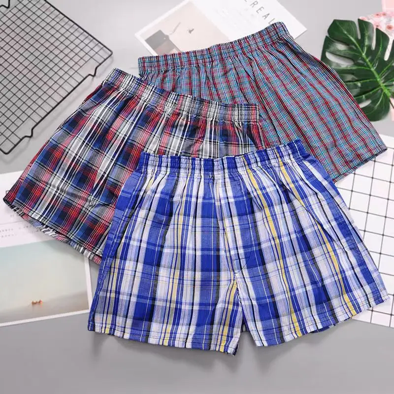 10Pcs Mens Underwear Boxers Shorts 100% Cotton Boxershorts Men Soft Plaid Boxer Male Panties Comfortable Breathable Underwear