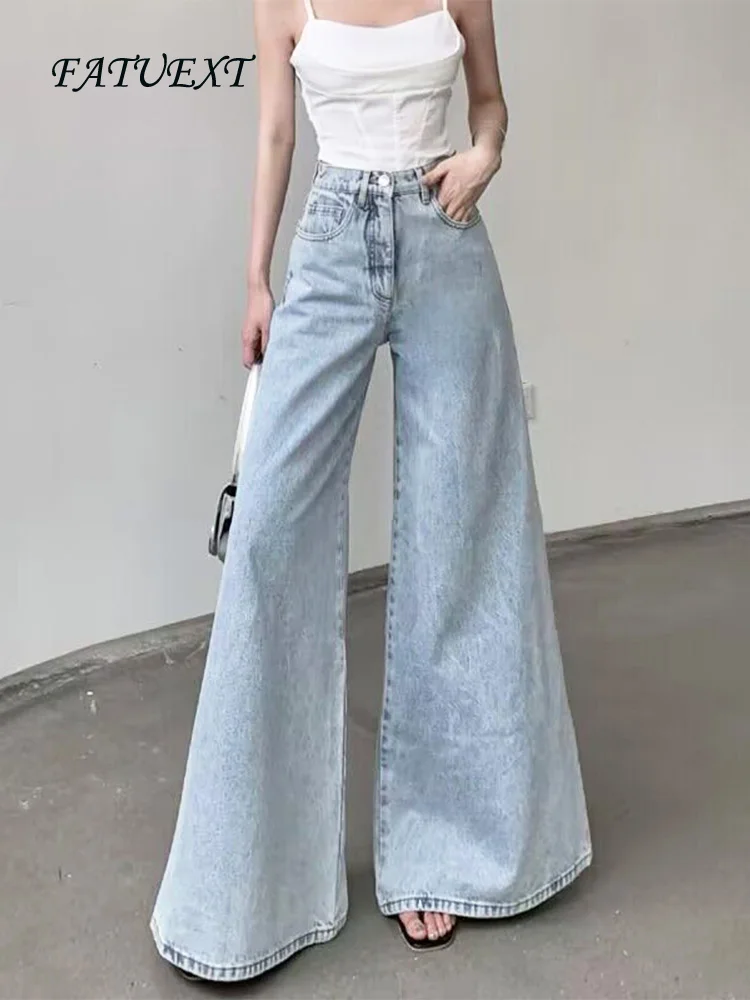 High Waist Flare Jeans for Women Fall Winter Vintage Fashion Baggy Pants  High Street Wide Leg Denim Trousers Ladies Casual Jeans - AliExpress