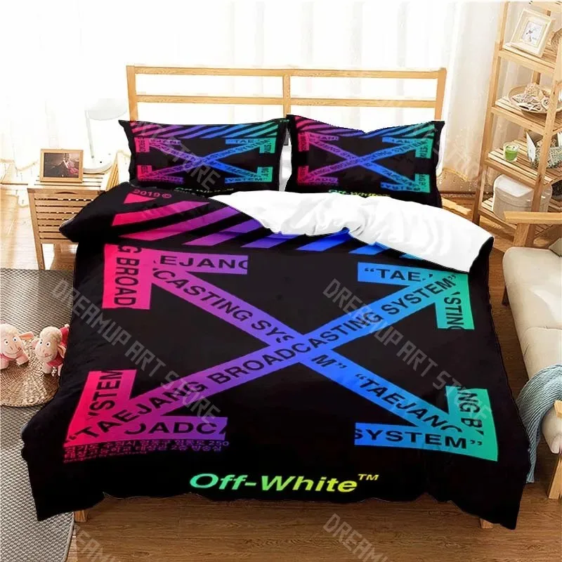 3D Print Fashion Off Logo White Bedding Set Boys Girl Twin Queen King Size Duvet Cover Pillowcase Bed boys Adult Home Textiles 5