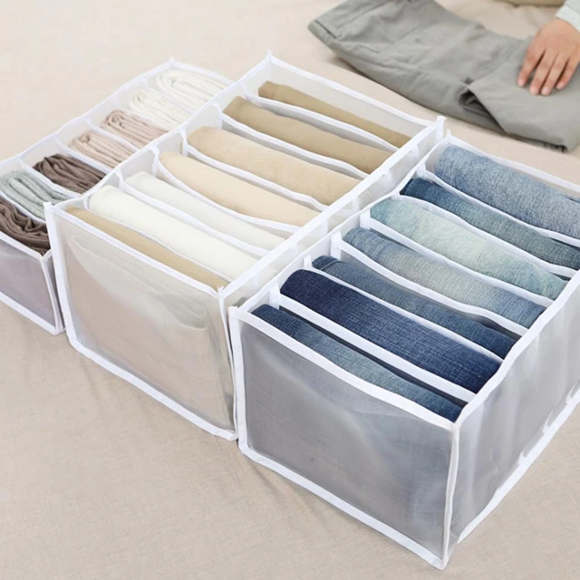 Mutande Jeans Organizer pieghevole grande cucitura liscia con scomparti  cassetto dell'armadio scatola divisoria per biancheria