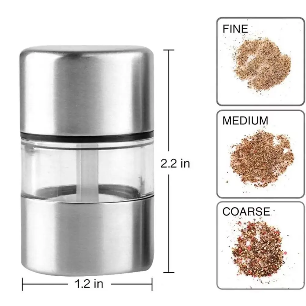 Manual Salt Pepper Grinder Portable Mini Mill Grinder For Herb Pepper Spice Rose Salt Kitchen Steel Grinding Gadg U2K1