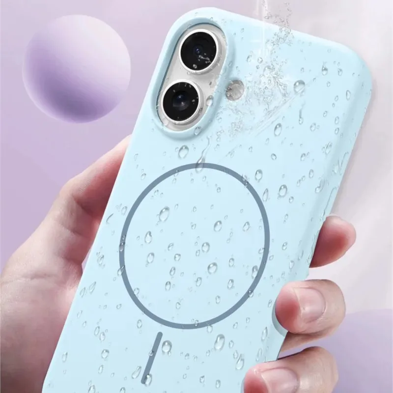 Enhanced Liquid Silicone Magnetic Case with Wireless Charging Support, Slim Soft Cover