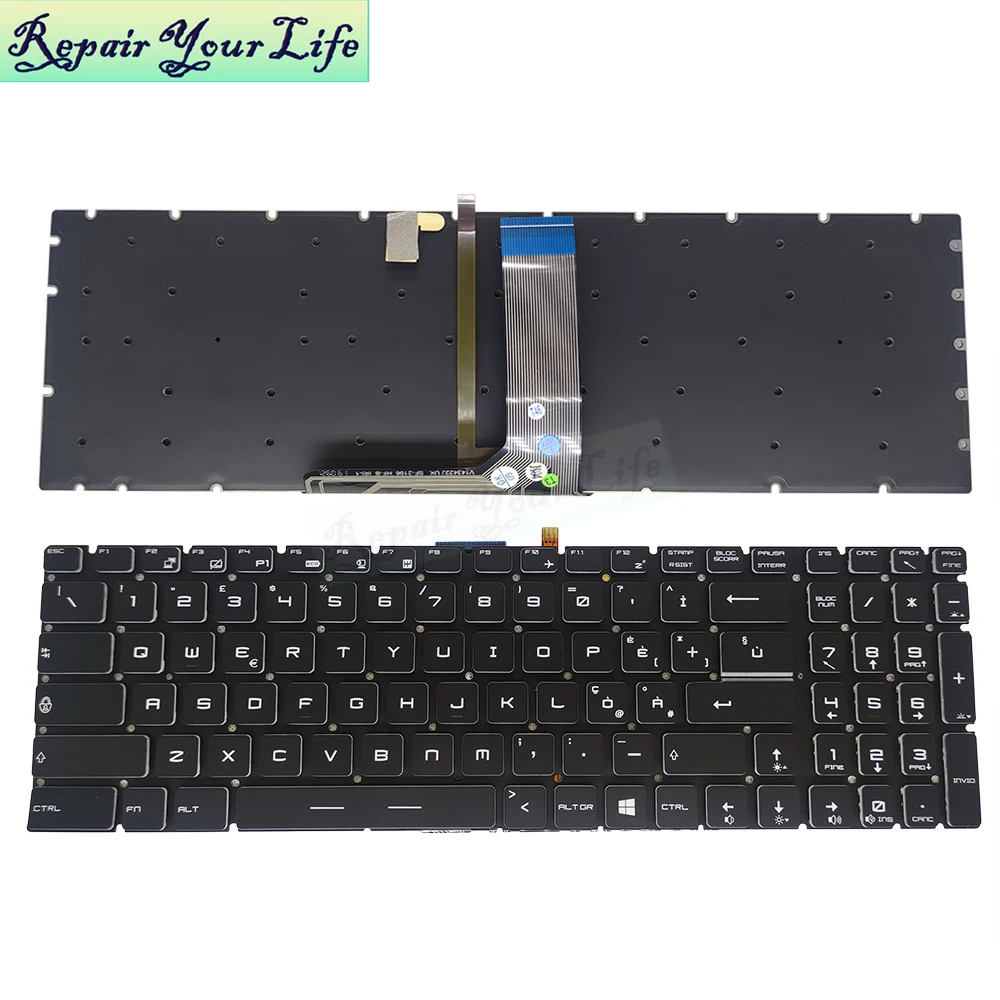 Alemão Italiano Francês Azerty Teclados do Portátil Teclado Retroiluminado para Msi Gs60 Gs70 Gl62 Gl62m Gt72 V143422gk1 Ele Luz de Fundo Branco - Imagem 3