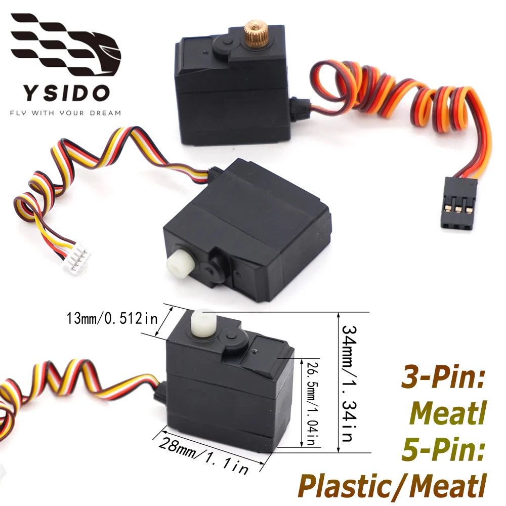 YSIDO 17g motor servo Mini Servo Three/Five Wire Steering Gear for SCY JJRC Q130 MJX 1:16 Rc Car Airplane Boat E-Revo Robot