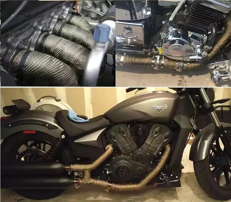 Motorrad Auspuffrohr Modifizierte Isolierung Tropische Glasfaser Wärmedämmung Baumwolle Hohe Temperatur Schutz Auto Teile – Detail 13