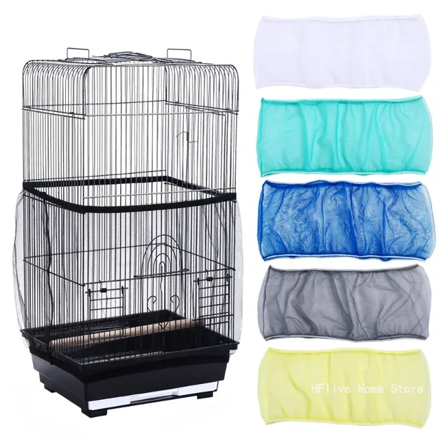 Mesh Bird Cage Cover Shell Skirt Net Easy Cleaning Catcher Guard Bird Cage Stretchy Mesh Parrot Bird Cage Net Jaula Para Pajaros 1