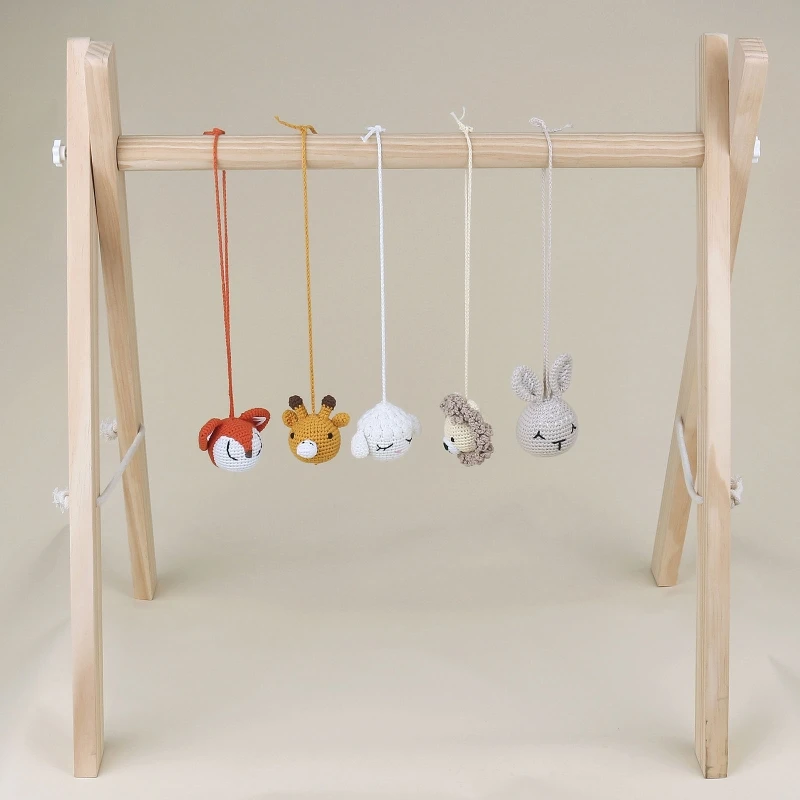 Solid Wood Fitness Rack Pendants Newborn Baby Gym Toy Hanging Ornaments Baby Rattle Toys 4Pcs/3Pcs for Children Kids Room Decor