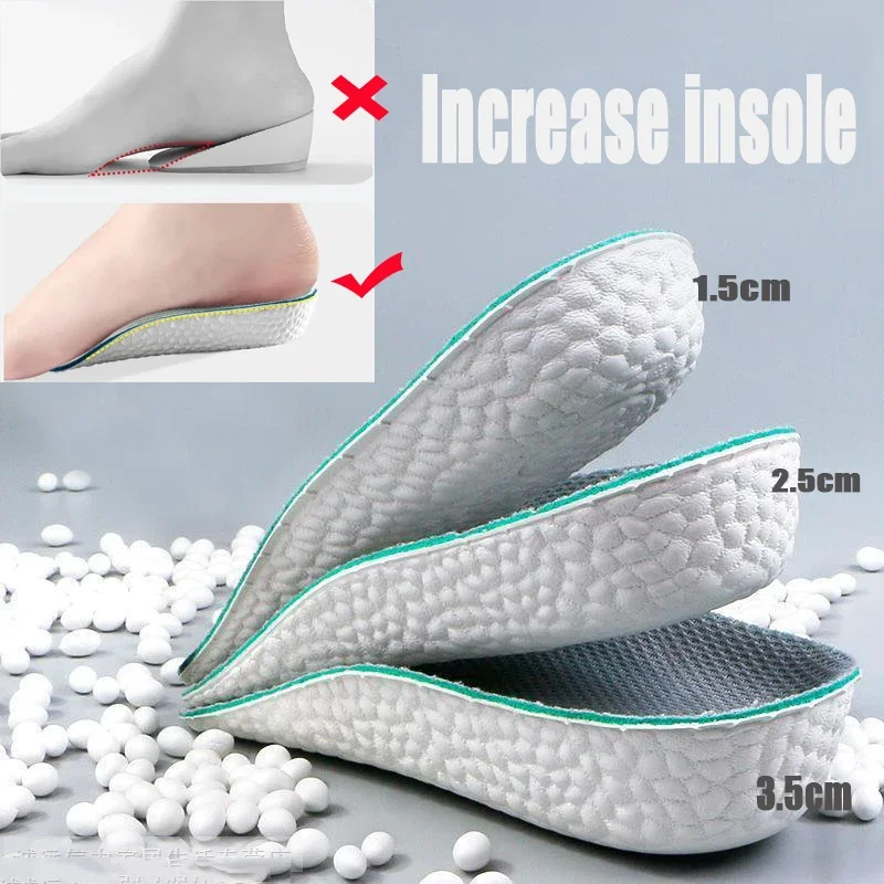 2 쌍 아치 지원 높이 증가 Insoles 경량 소프트 탄성 리프트 남성 여성 신발..