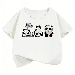Panda Print Short Sleeve Kids' Casual T - Shirt - 160 (WHITE)