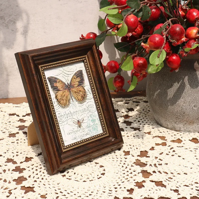 美しいフレーム、ヴィンテージブラウンピーコックブルーデスクトップ