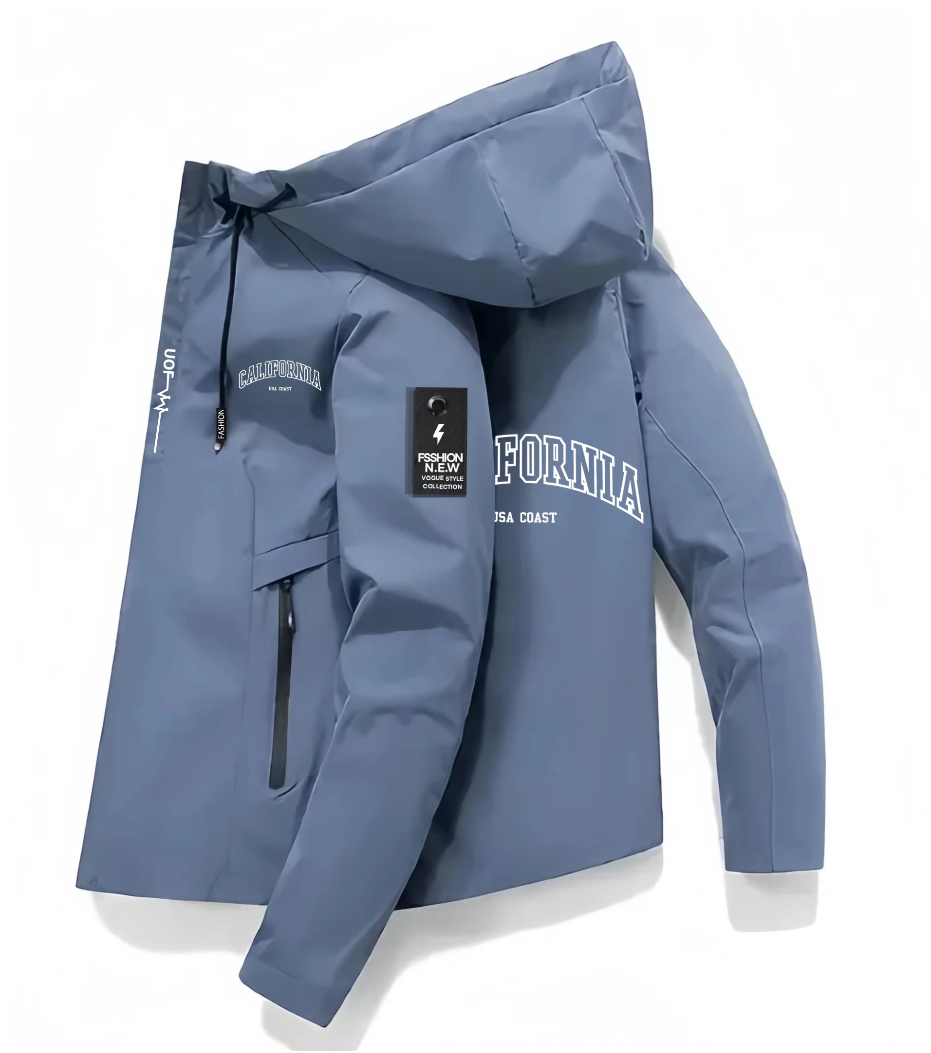 U.S.A California USA Coast Letter Print Male Hoodie Loose Oversized Jacket Fashion Breathable Windbreaker Hip Hop Street Coats