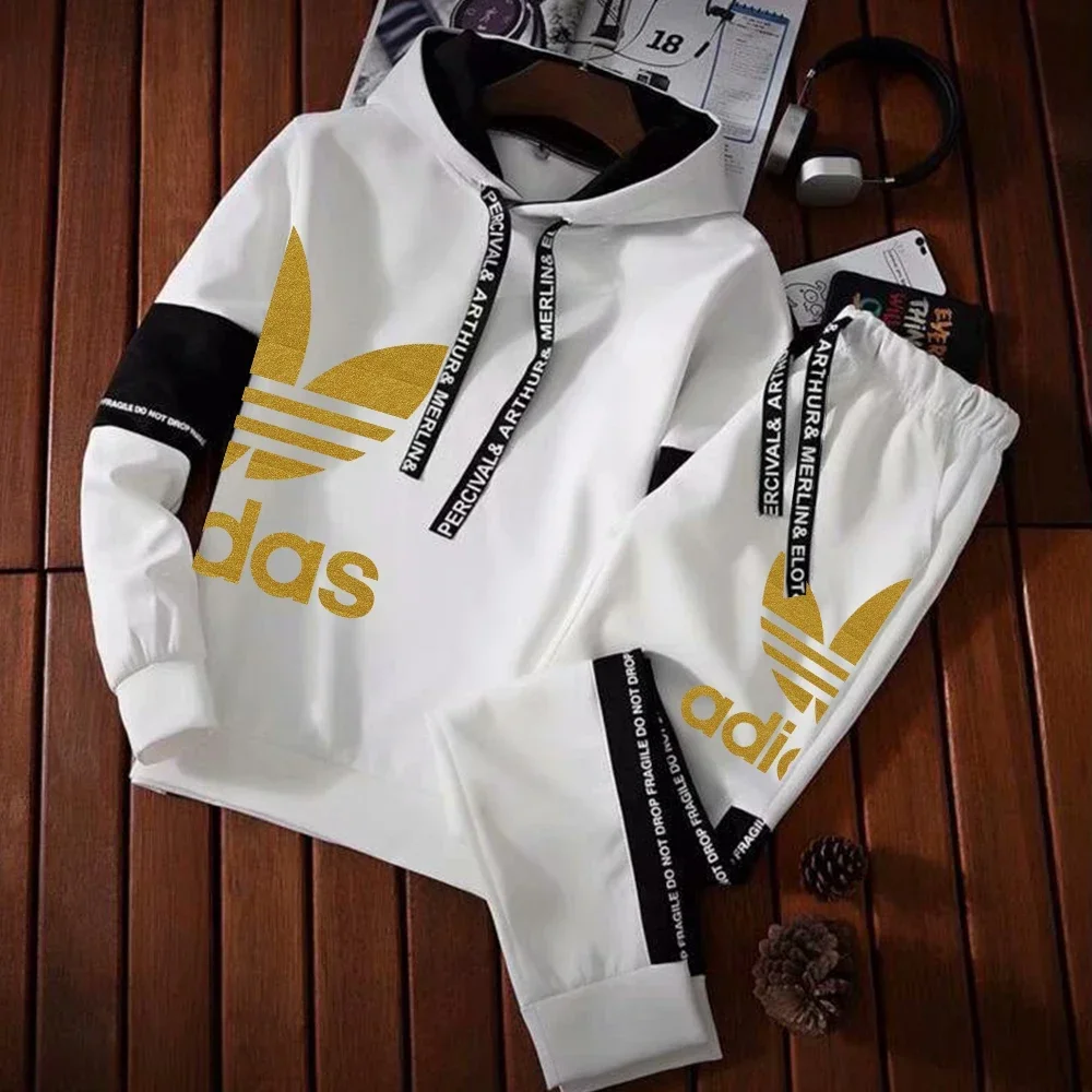 Men's Luxur Printed Tracksuits Casual Solid Color Sweatshirt+Sweatpants 2-Pcs Windbreak Designer Outdoor Sports Warm Outfits