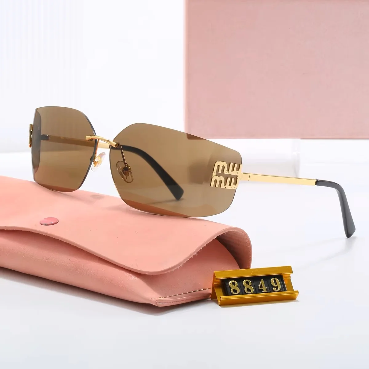 

New frameless trendy sunglasses with curved lenses, ultra light metal, high-quality sunglasses, Instagram Fashion Edition очки