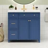 36-inch Bathroom Vanity, Transitional Style Bathroom Cabinet with Resin Sink, Navy Blue Single Bathroom Cabinet, with 2 Drawers 1