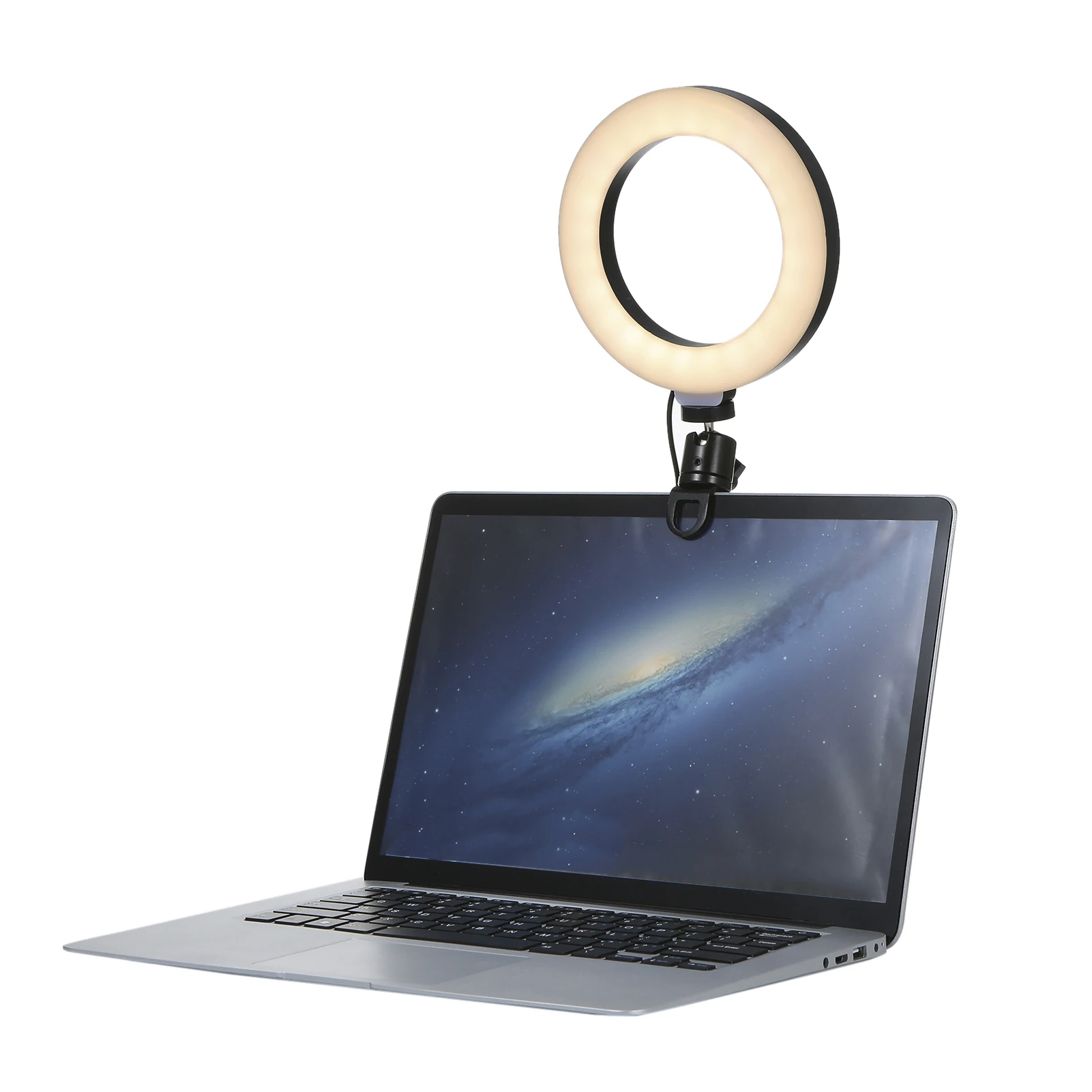 Dimmable 6'' Round Light for Laptop Computer Clip Video Fill Light Conference Ring Beauty Live for Makeup Selfie USB