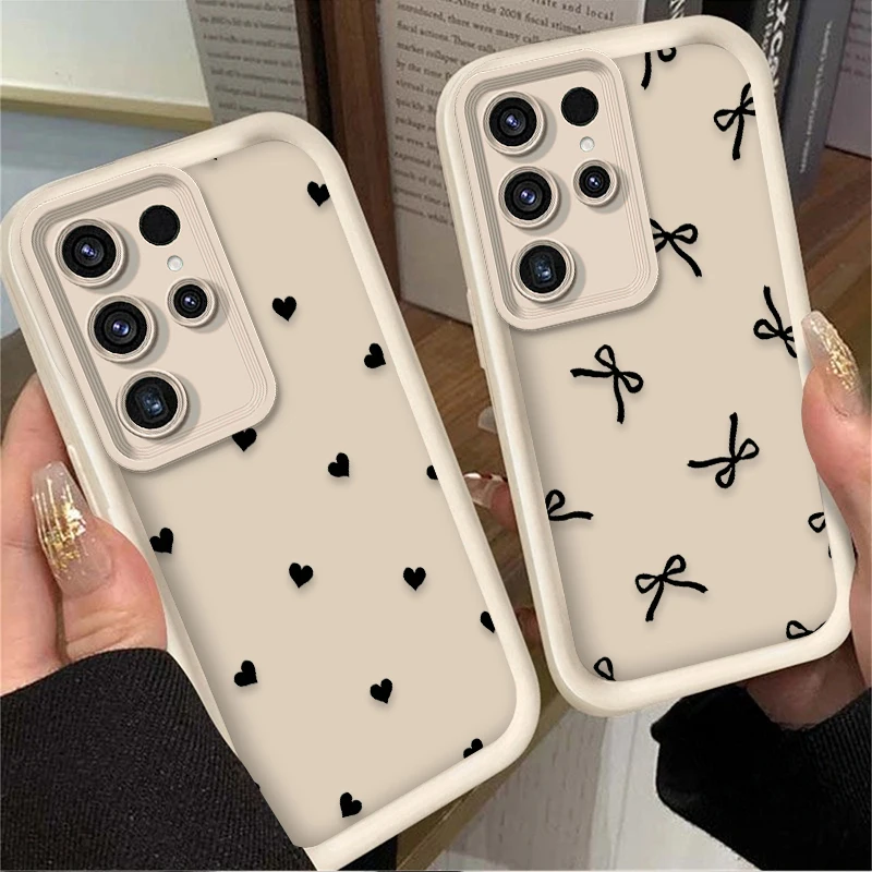 Chic Black Love Heart Bowknot Phone Case