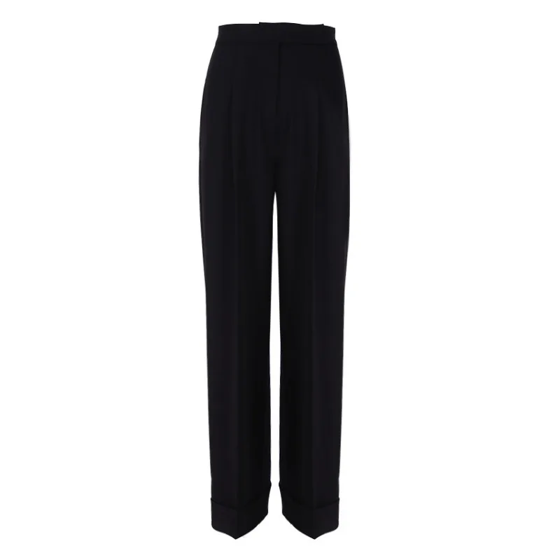 Deeptown Elegant Vintage Formal Suit Pants Woman Old Money Autumn Wide Leg Black High Waist Korean Fashion Slacks Office Ladies