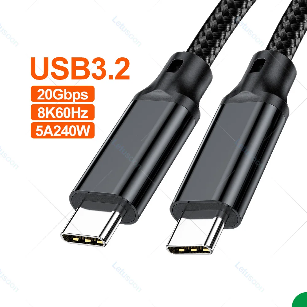 20Gbps USB C Cable Type 3.2 Full Function Data Cord for MacBook Hub SSD USB3 2 Gen2 Cable Video 8K60Hz 5A 240W PD Fast Charging