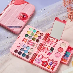 Enchanting Kids Makeup Set - Washable Beauty Play Kit with Mirror and Dress - Up Accessories (Pink)