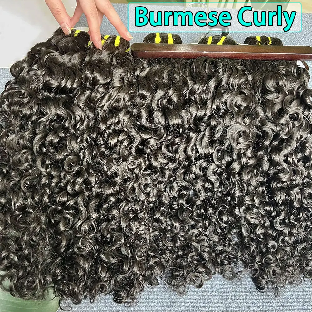 Burmese Curly Human Hair Bundles Raw Hair Bundles 12A Curly Human Virgin Weaving For Women Natural Black Color human hair extensions